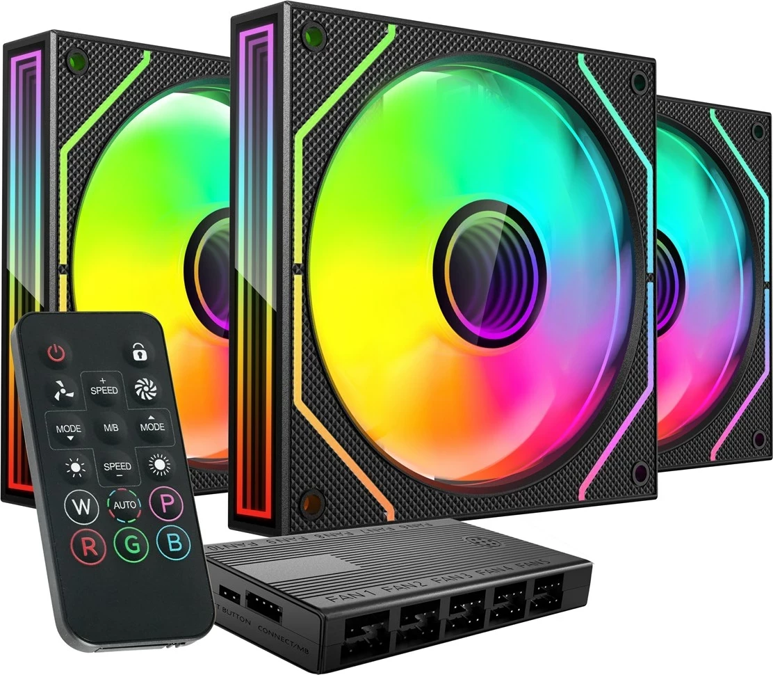Ventilatorji za ohišje TACENS Mars Gaming MF3DPROKIT, 12 cm, modra LED, komplet 3