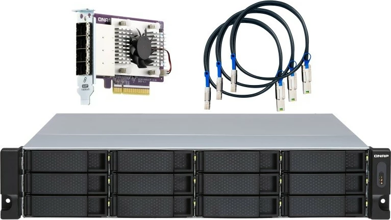 JBOD rack ohišje 2U, QNAP TL-R1200S-RP, 12 x 3,5'' SATA 6 Gb/s, povezava SFF-8088/SFF-8644, napajanje 250 W x2