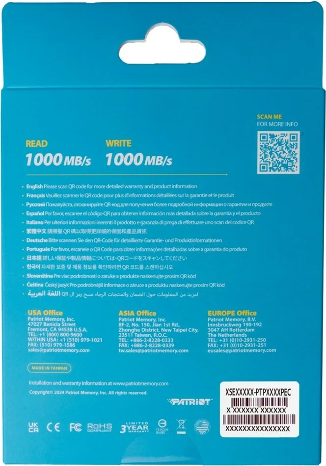 Ohišje SSD TXD M.2 NVMe 1.3 do 8TB Patriot Memory, sivo