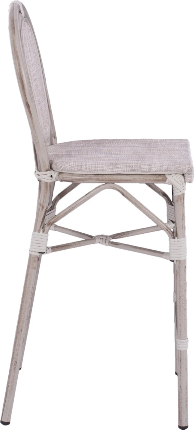 Stol aluminijasti bambusov videz bela patina s tekstilom FH5110 47x61x115 cm