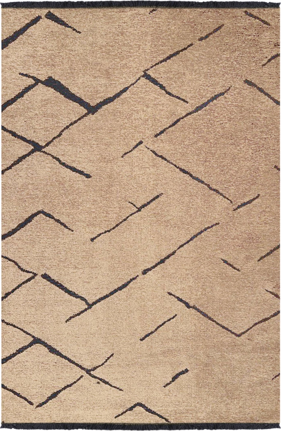 Preproga 160Χ230 cm, svetlo rjava-črna s samorobovi