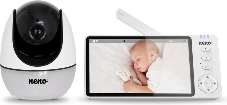 Monitor za dojenčke Neno Ti Amo, 5" barvni LCD zaslon, SOS funkcija, kamera, bela