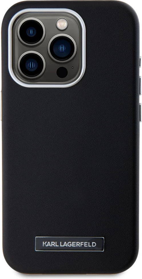 Ovitek za telefon Karl Lagerfeld FW Metal Plate MagSafe za iPhone 15 Pro Max, črn