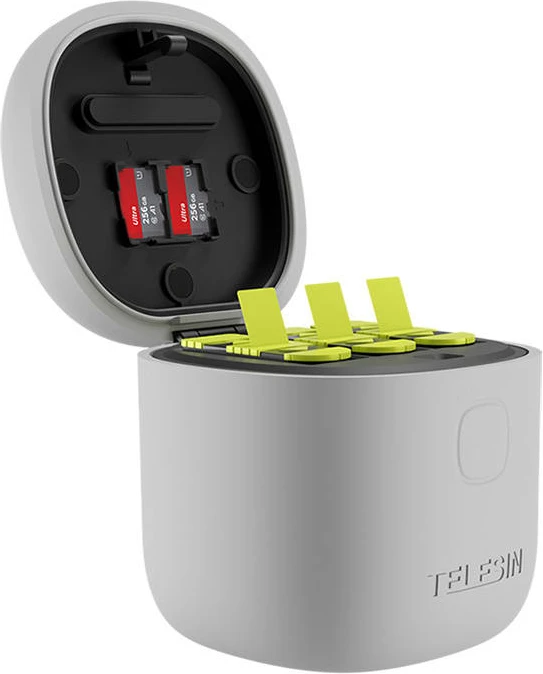 Polnilna škatla Telesin Allin za GoPro Hero 9/10, 3 baterije, IP54, siva, komplet