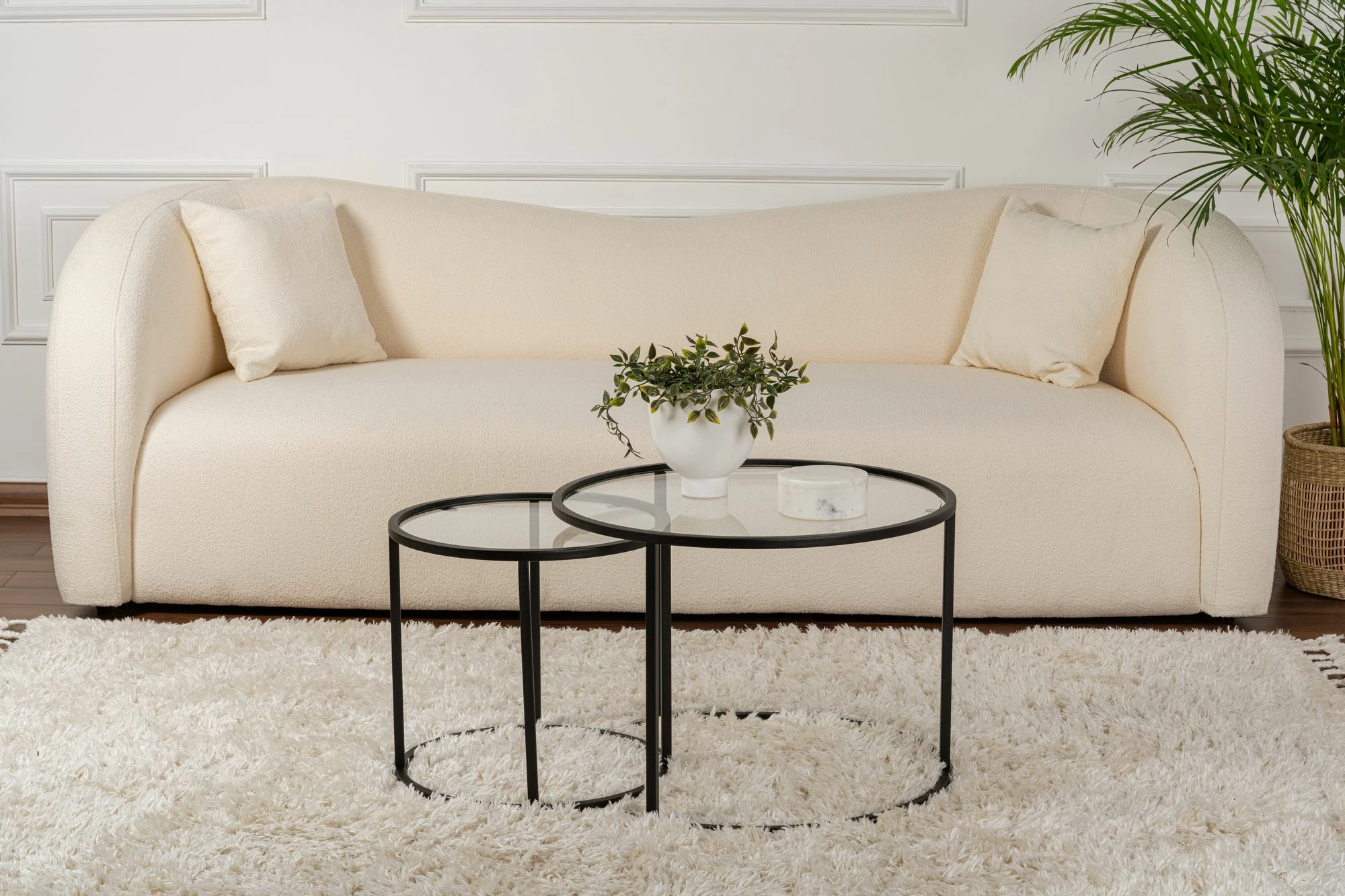 Set kavnih miz Nordure Aurum, 60 x 42 cm, črn in prozoren