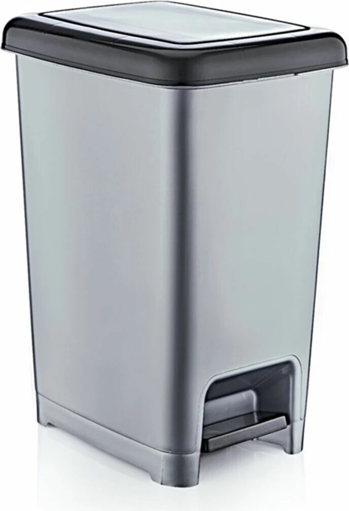 Koš za smeti z nognim pedalom, siv in črn, Hermia Concept, 25 x 35 x 43,7 cm