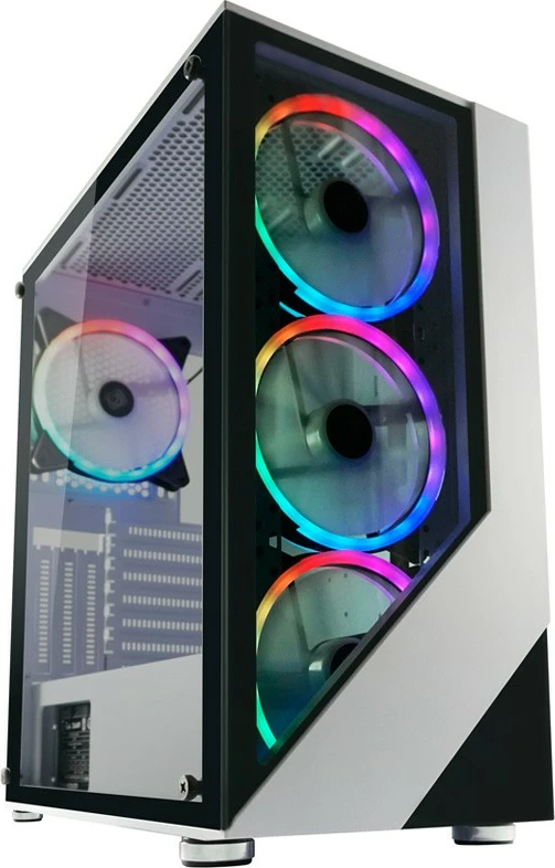 Gaming ohišje LC-Power 803W RGB, Midi Tower, kaljeno steklo, črno/belo