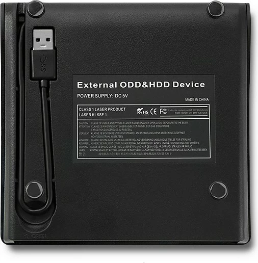 Zunanja ohišje za CD/DVD Qoltec 51867, SATA 12,7 mm, USB 3.0, črno