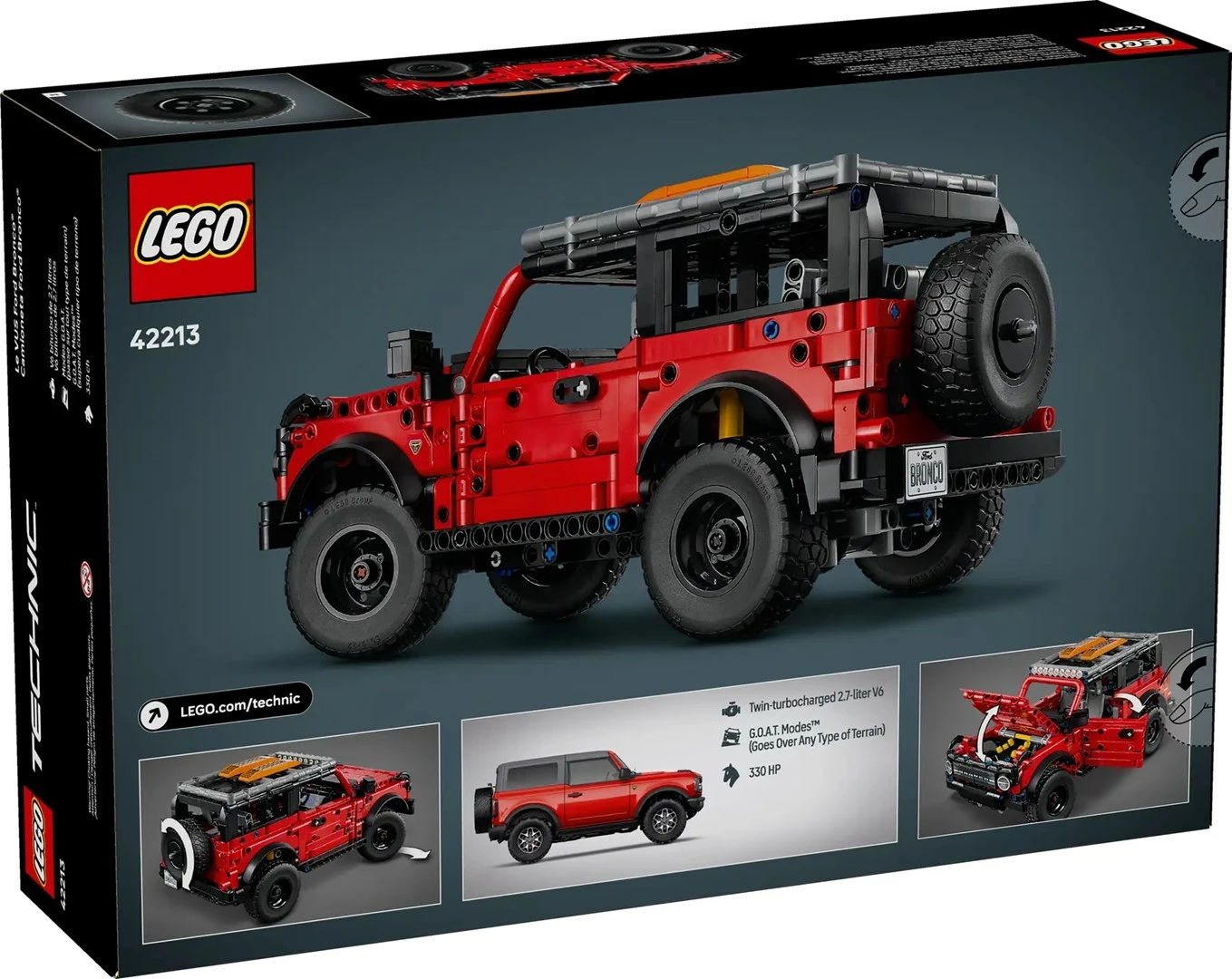 Model SUV Ford Bronco LEGO Technic 42213, rdeč, za otroke in odrasle