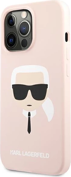 Ovitek za telefon iz silikona Karl's Head za iPhone 13 Pro Max, roza, Karl Lagerfeld