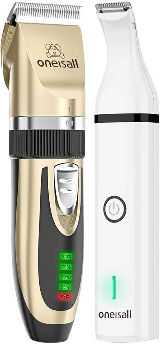 Set za striženje hišnih ljubljenčkov Oneisall X2 + N5, z natančnim trimerjem, zlato/bel
