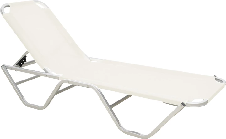 Ležalnik iz aluminija, zložljiv, iz textilena, svetlo bež, 56x188x30 cm - Dessie