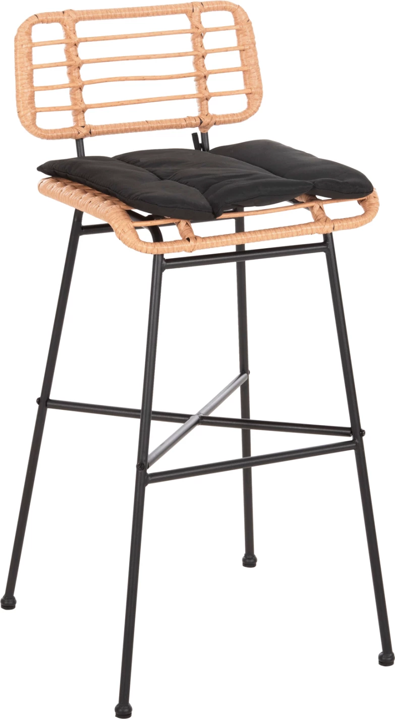 Barski stol z visokim sedežem ALLEGRA FH5708.11 kovina in blazina v črno-bež pletenini 48x49x99,5H cm