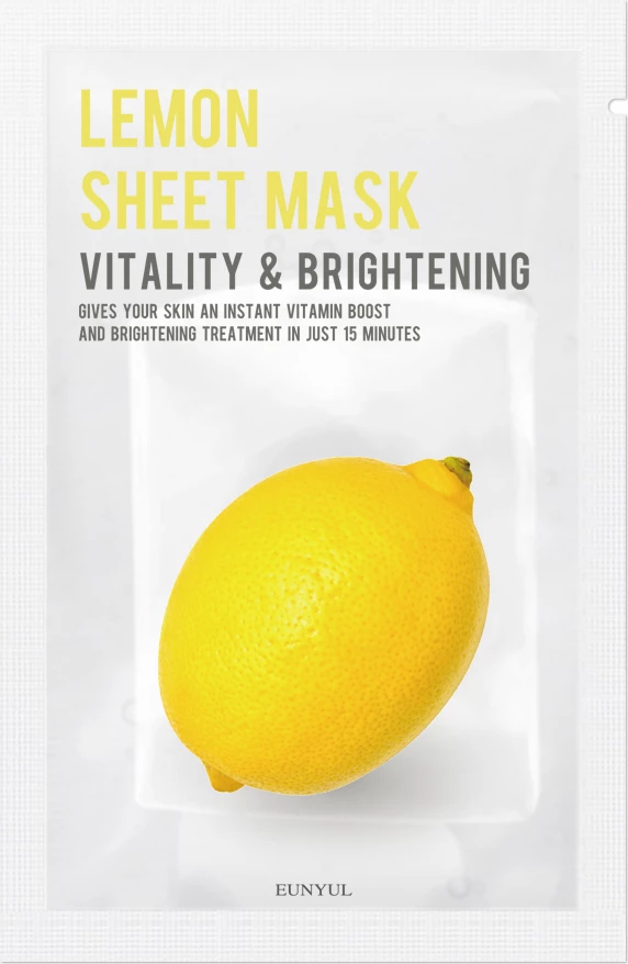 Maska za obraz za ženske EUNYUL Lemon Sheet Mask Brightening, 22 ml