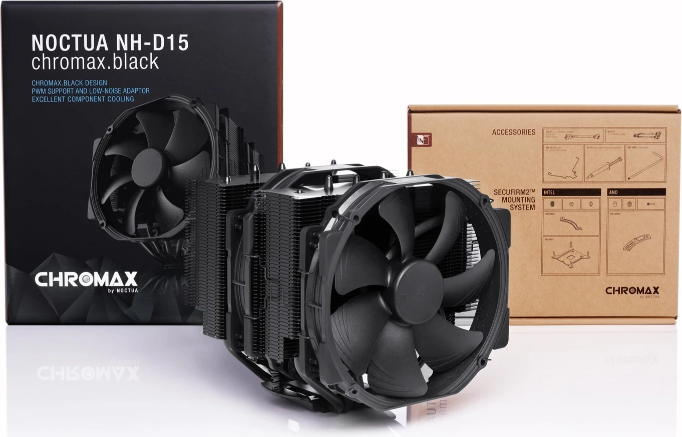 Visokozmogljiv hladilnik procesorja Noctua NH-D15 chromax.black, 15 cm