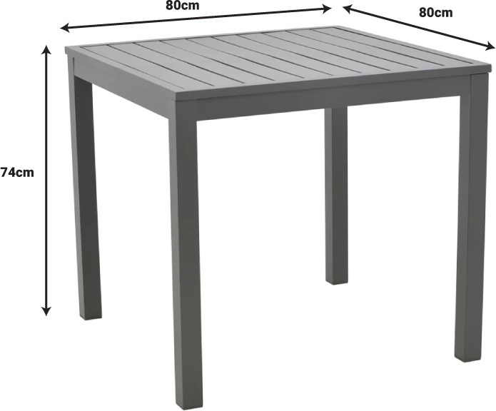 Set jedilne mize in stolov Moly - Kliton I, aluminij in tekstilen, antracit, 80x80x74 cm, 5 kosov