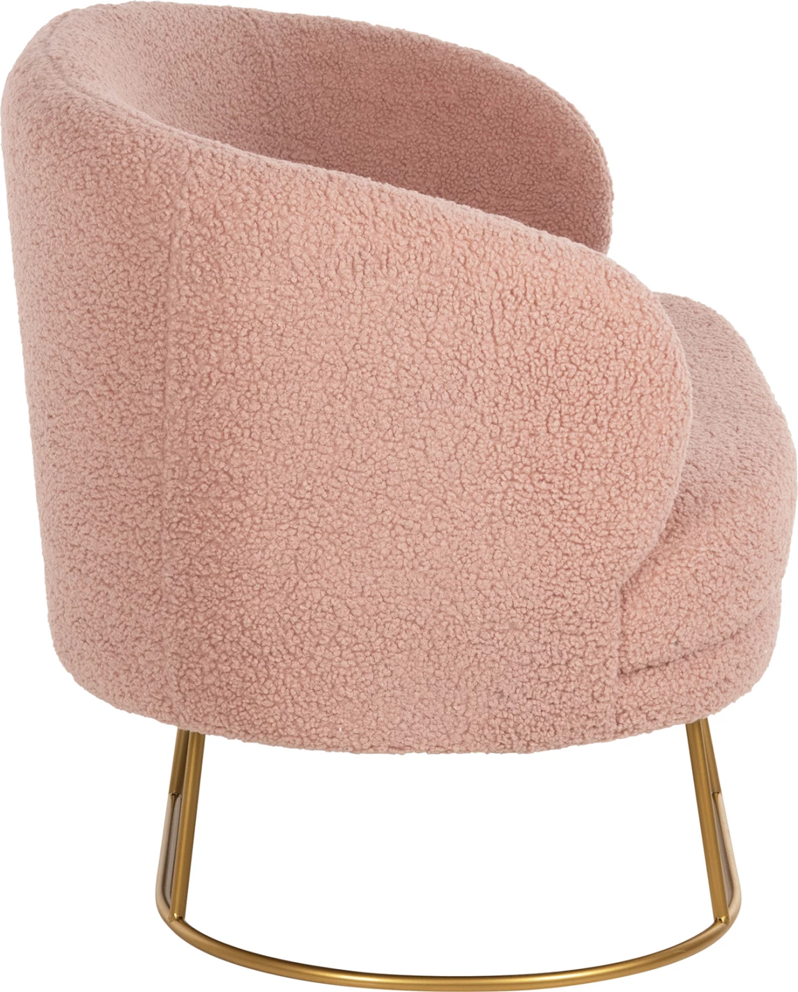 Dvosedna sedežna garnitura ARIEN FH8492.22 v barvi prašno roza boucle tkanina in z zlato kovinsko osnovo 130x75x85Hcm