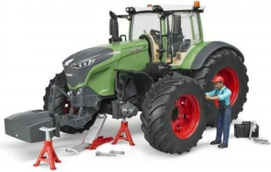 Igralni komplet traktor z figurico mehanika, BRUDER Fendt 1050 Vario, 1:16, zelen/rdeč/črn
