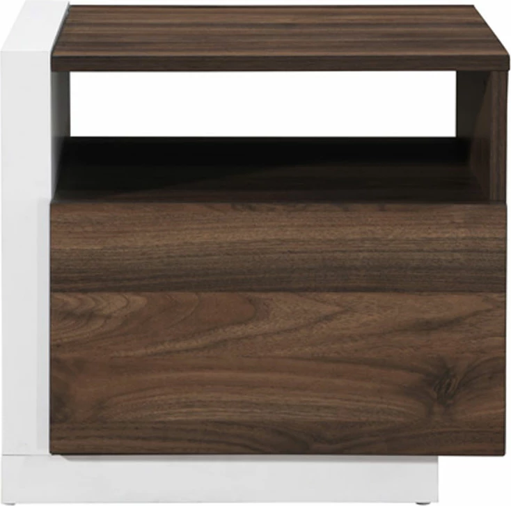 Nočna omarica Doble, ena vrata, rjava-bela, 46x40x43