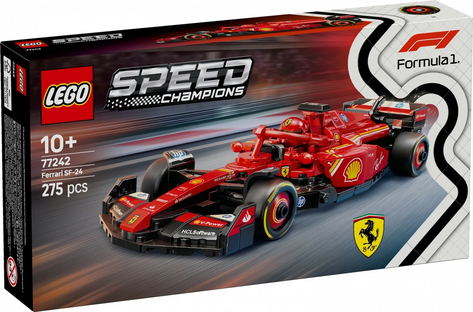 Komplet dirkalnik Ferrari SF-24 F1, LEGO Speed Champions 77242, 275 kosov, rdeč