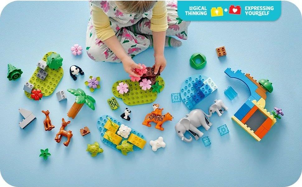 Igralni set LEGO DUPLO 10446 Wildtier-Familien 3‑v‑1, 92 kosi, večbarven