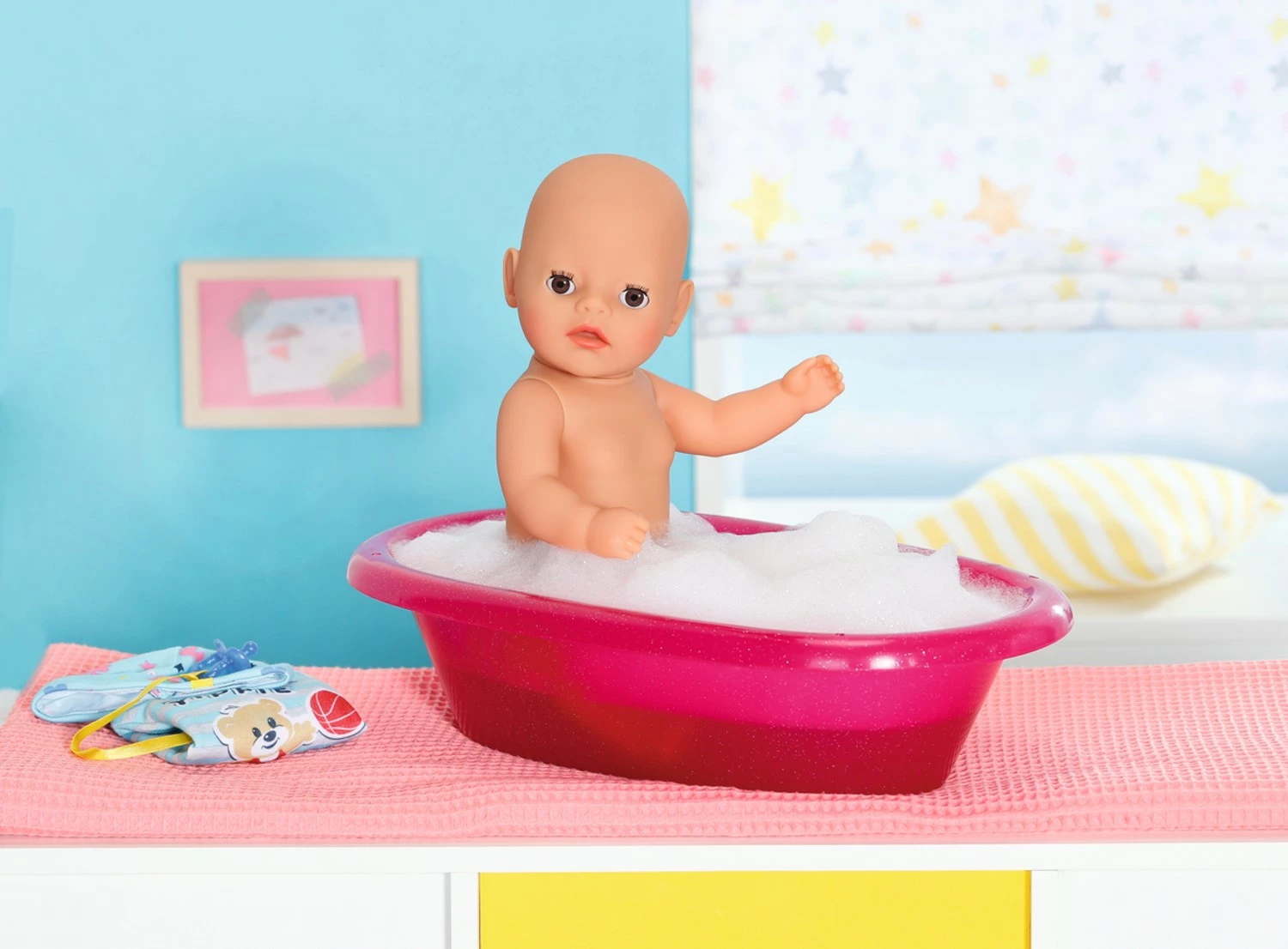 Punčka Baby Born fantek 36 cm z dodatki, Zapf, modra