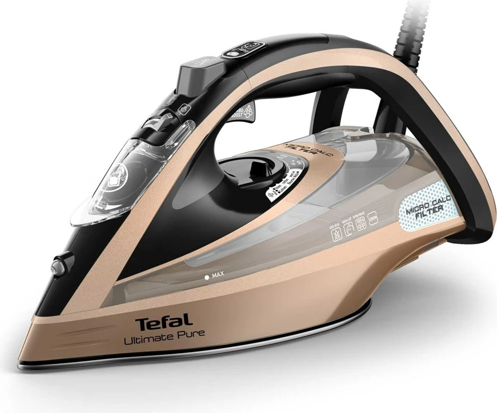 Likalnik Tefal Ultimate Pure FV9852E0, 3200 W, Durilium AirGlide Autoclean, črn/meden