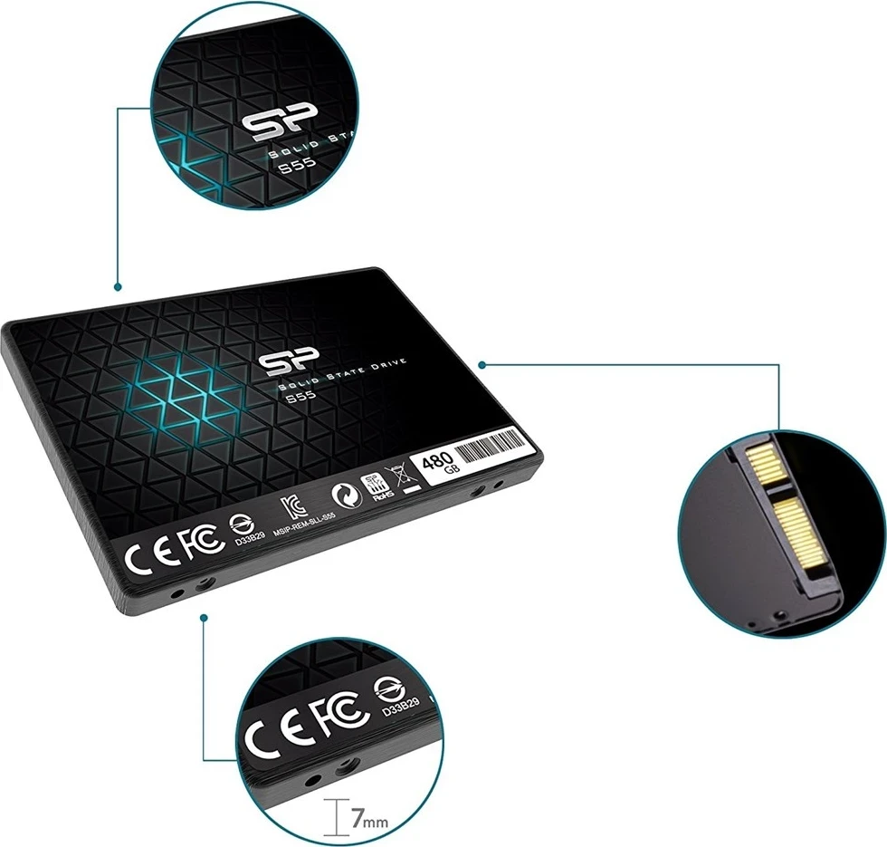 Tanki SSD 2,5" 480 GB SATA III Silicon Power Slim S55, TLC