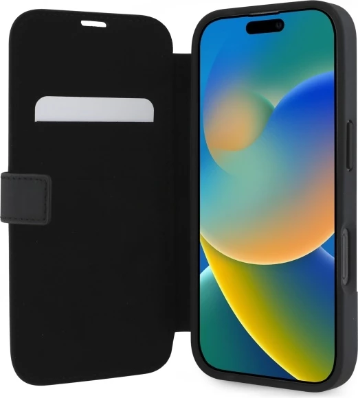 Usnjen ovitek za telefon Mercedes MB Waves za iPhone 16 Pro Max, črn