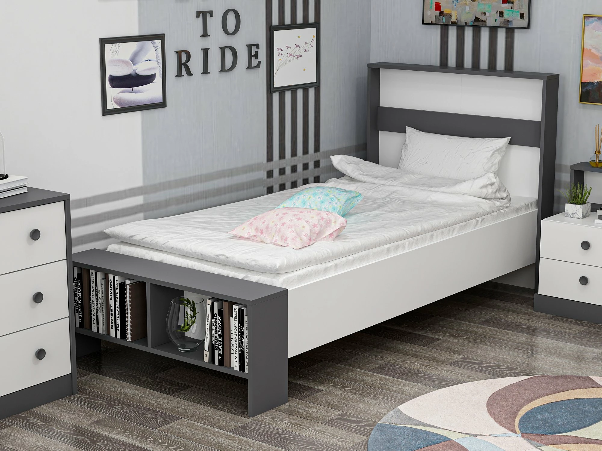 Enojni okvir Skye Decor Life, bel in antracit