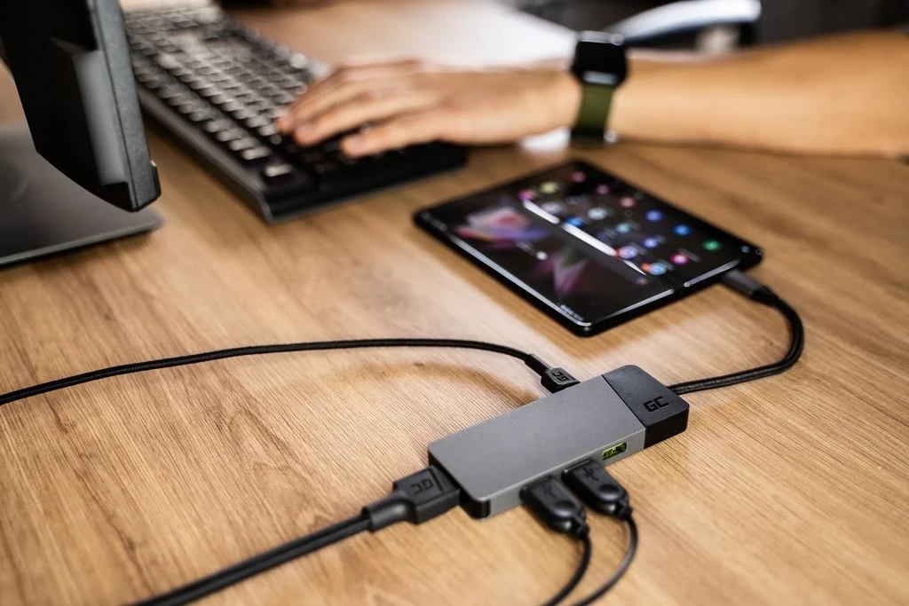 USB-C razdelilec Green Cell, Type-C, siv