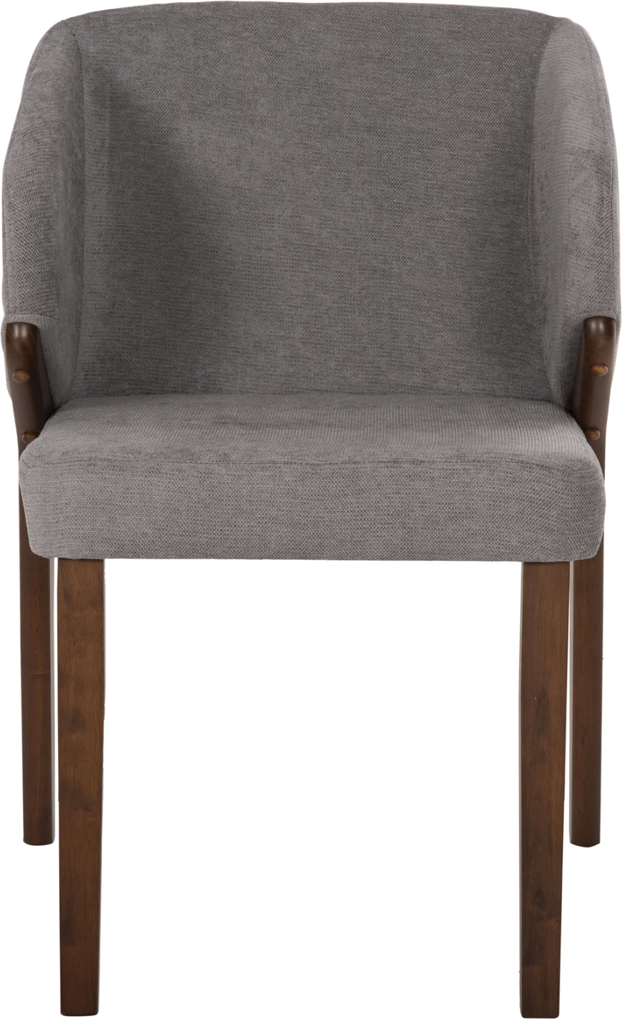 Jedilni stol Radder FH9749 iz kavčukovca v barvi oreha-siva tkanina 50x53x77Hcm, set 2 kosov