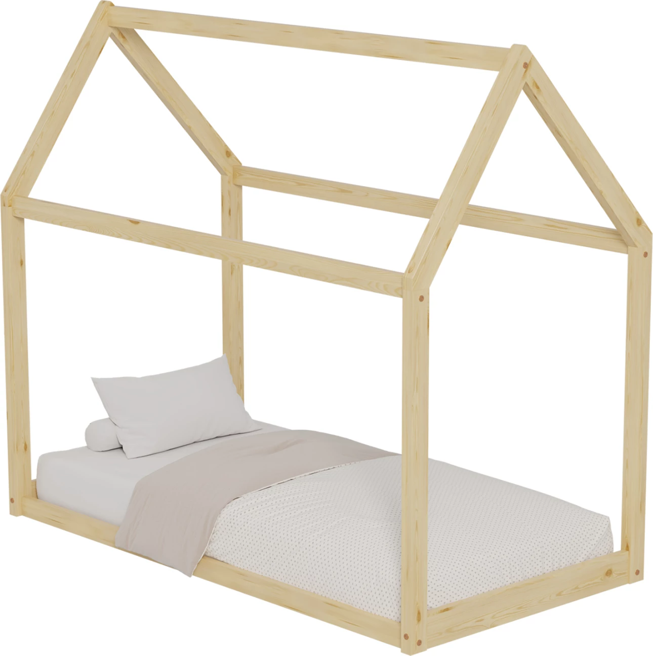 Postelja za otroke PEPE FH677.01 t.MONTESSORI iz masivnega borovega lesa v naravni barvi - 190x90 cm