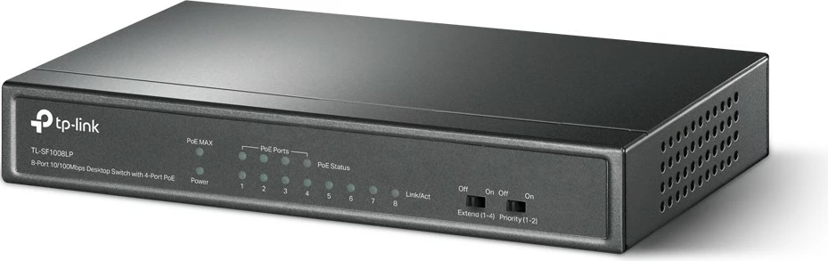 Neupravljan switch Fast Ethernet s PoE, TP-Link TL-SF1008LP