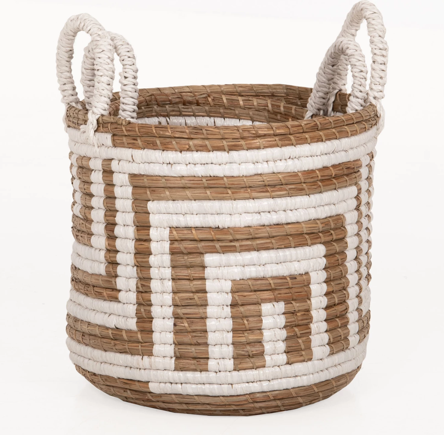 2-delni komplet dekorativnih košar FH7846.01 iz trave Mendong v naravno-beli barvi Φ36x32-40Hcm