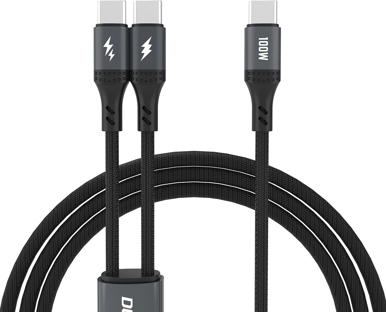 Kabel za polnjenje 2in1 Dudao L3F, 1,2 m, 100 W, 2× USB-C, črn