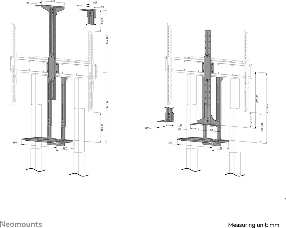 Multimedijski komplet Neomounts AFL-875BL1, univerzalen, polica, črna