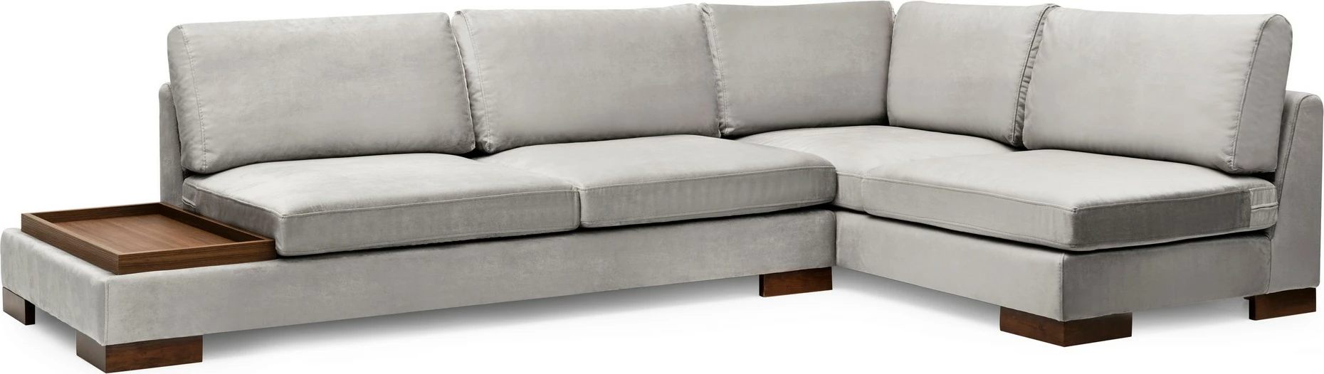 Kotna sedežna garnitura Tulip, desna s pufom — Atelier del Sofa, svetlo siva