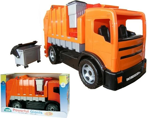 Igrača tovornjak za smeti Lena Garbage Truck ACTROS, plastika, 72 cm, oranžna/siva