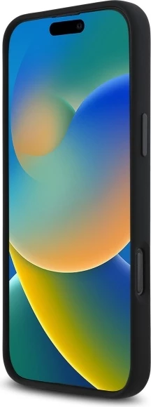 Silikonski ovitek za iPhone 16 Pro Max, šestkotni z rdečo črto, združljiv z MagSafe — BMW, črn