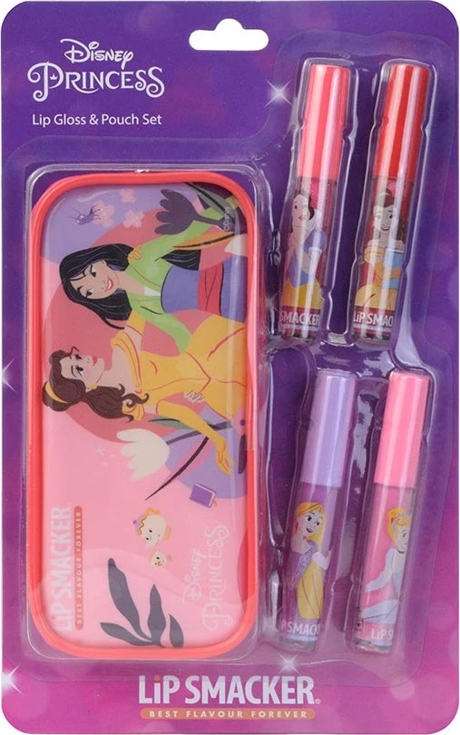 Set lip glossov za dekleta, Lip Smacker Disney Princess, 4 x 6 ml z kozmetično torbico