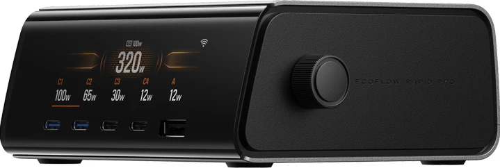 Stacion za polnjenje EcoFlow RAPID Pro 320W, 4x USB-C, 1x USB-A, GaN