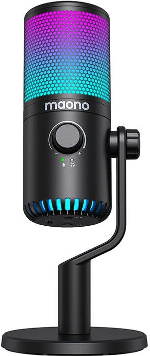 Kondenzatorski gaming mikrofon, kardioidni, z RGB osvetlitvijo, črn, Maono DM30RGB