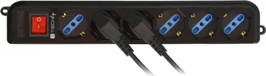 Rokavina z 6 vtičnicami Techly Power Strip, 1,5 m, črn