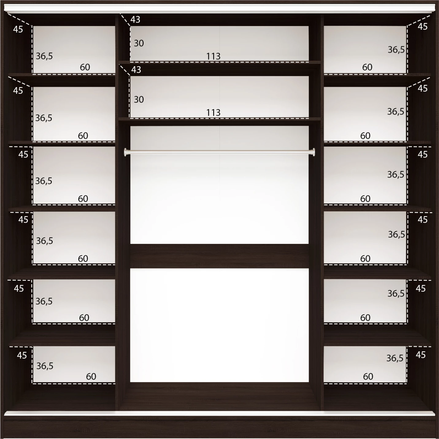 Garderobna omara ADLER drsna melamin wenge z ogledalom 3-delna 240x60x240H FH2462.02