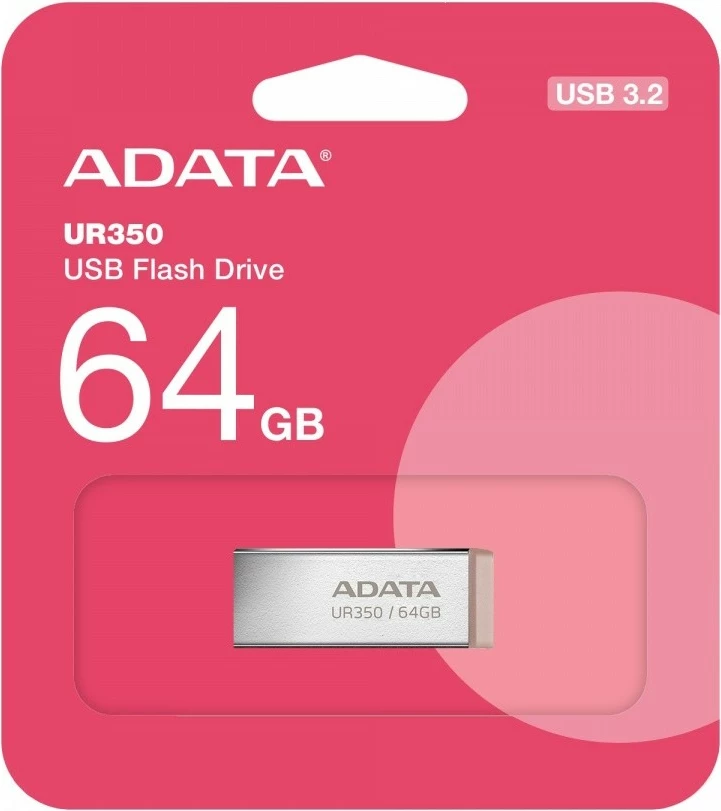 USB ključ 64 GB, USB 3.2, kovinski, rjav — Adata UR350