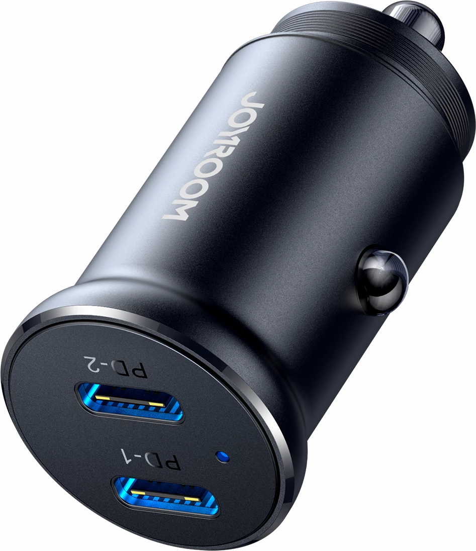 Avto polnilec, Joyroom JR-CCN06, 2x USB-C, 30W, kovina, črn