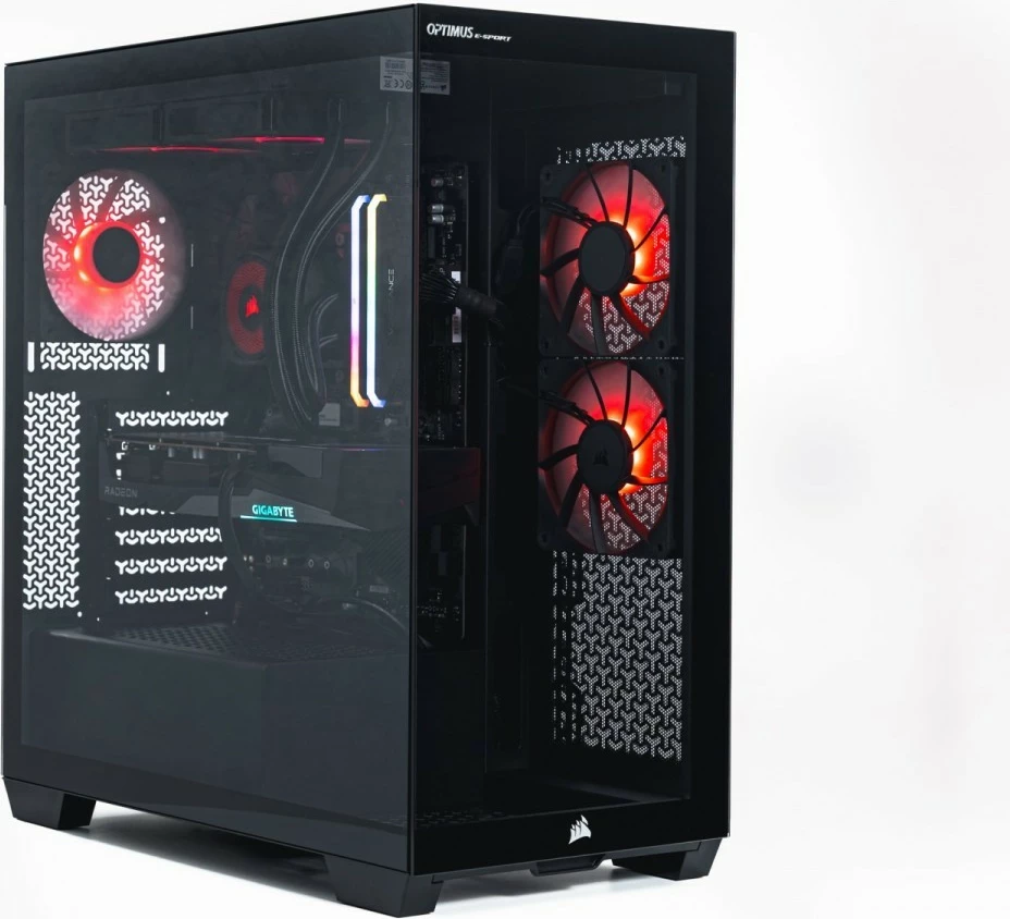 Gaming računalniško ohišje OPTIMUS E-Sport GB550T-CR7, Ryzen 7 5800X, 16GB RAM, 1TB SSD, Radeon RX 9070 XT, črno