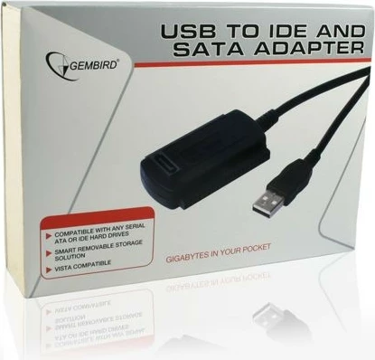 Adapter USB 2.0 na IDE/SATA, Gembird AUSI01, črn