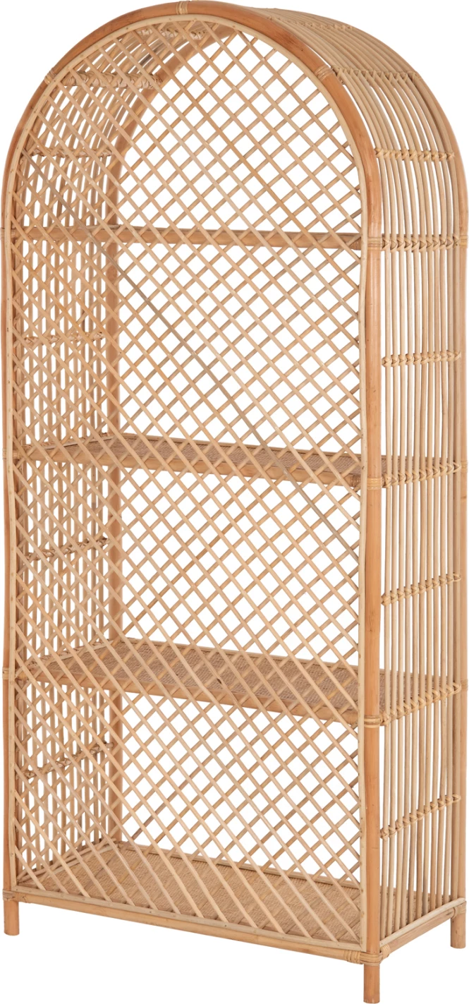 Polica za knjige iz naravnega ratana FH9552, naravna barva, 80x40x182 cm